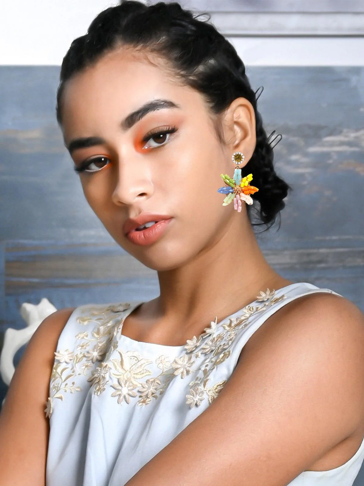 Odette Women Multicoloured Metal Earrings - Image 2
