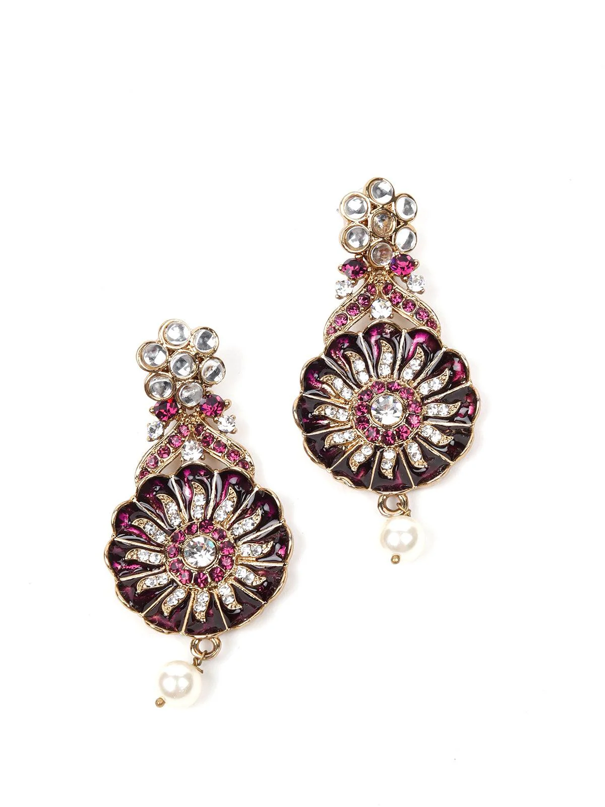 Odette Women Rusty Brown Stone And Kundan Set - Image 5
