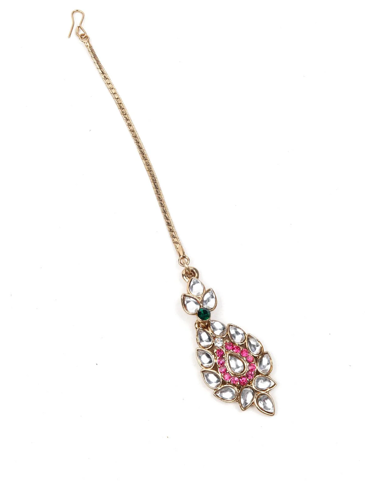 Odette Women Rusty Brown Metal Stones And Kundan Set - Image 4