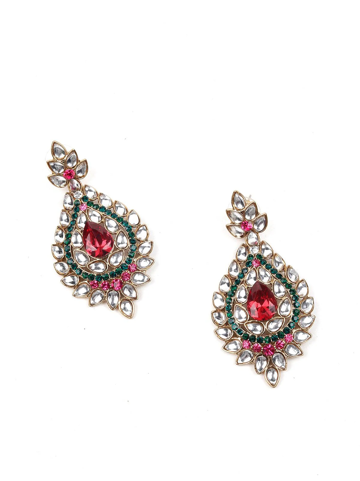 Odette Women Rusty Brown Metal Stones And Kundan Set - Image 5
