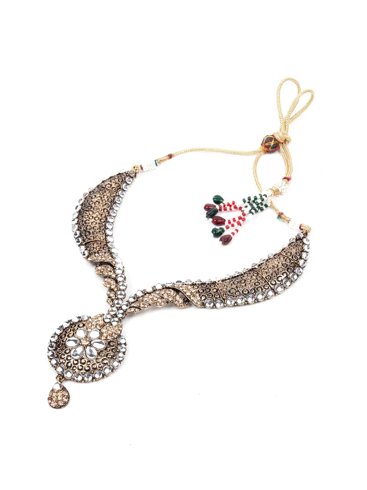 Odette Women Gold Metal Stones And Kundan Set - Image 2