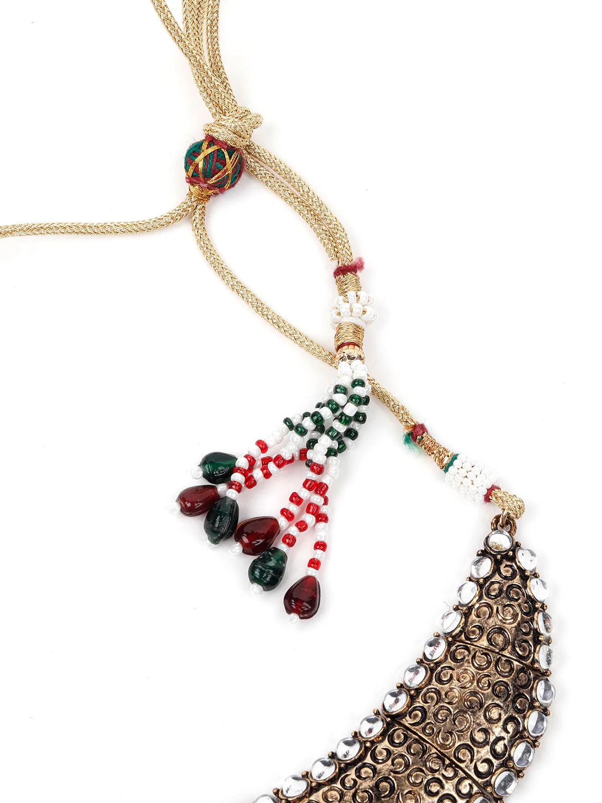 Odette Women Gold Metal Stones And Kundan Set - Image 4