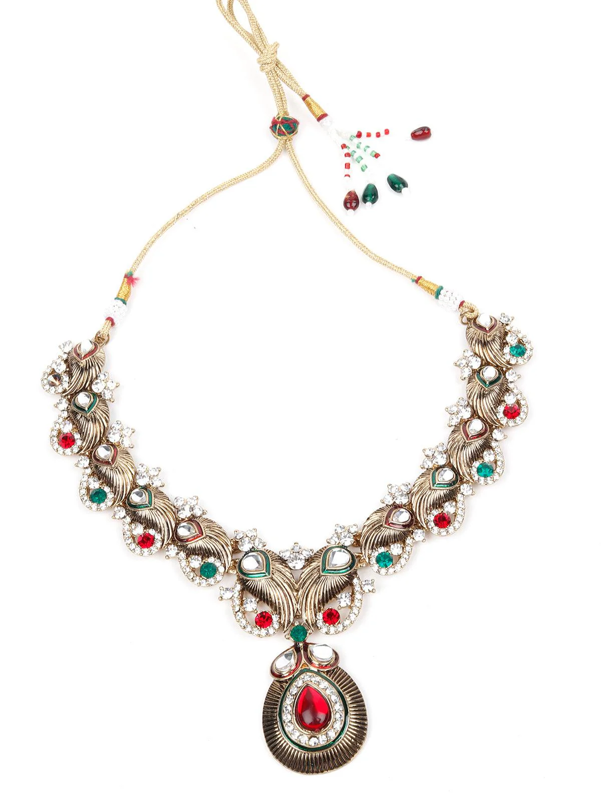 Odette Women Rusty Brown Metal Stone And Jewellery Set - Image 2