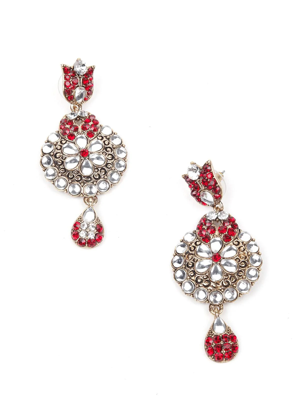 Odette Women Rusty Brown Metal Stone And Kundan Set - Image 5