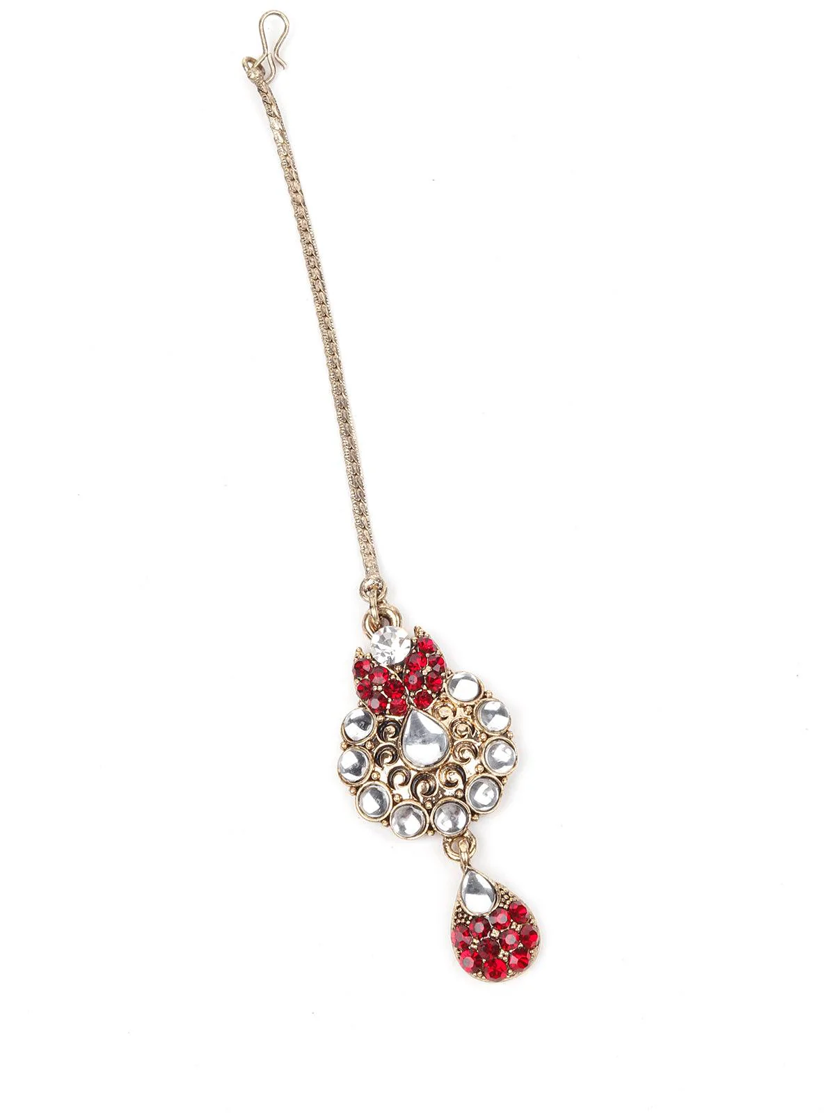 Odette Women Rusty Brown Metal Stone And Kundan Set - Image 6