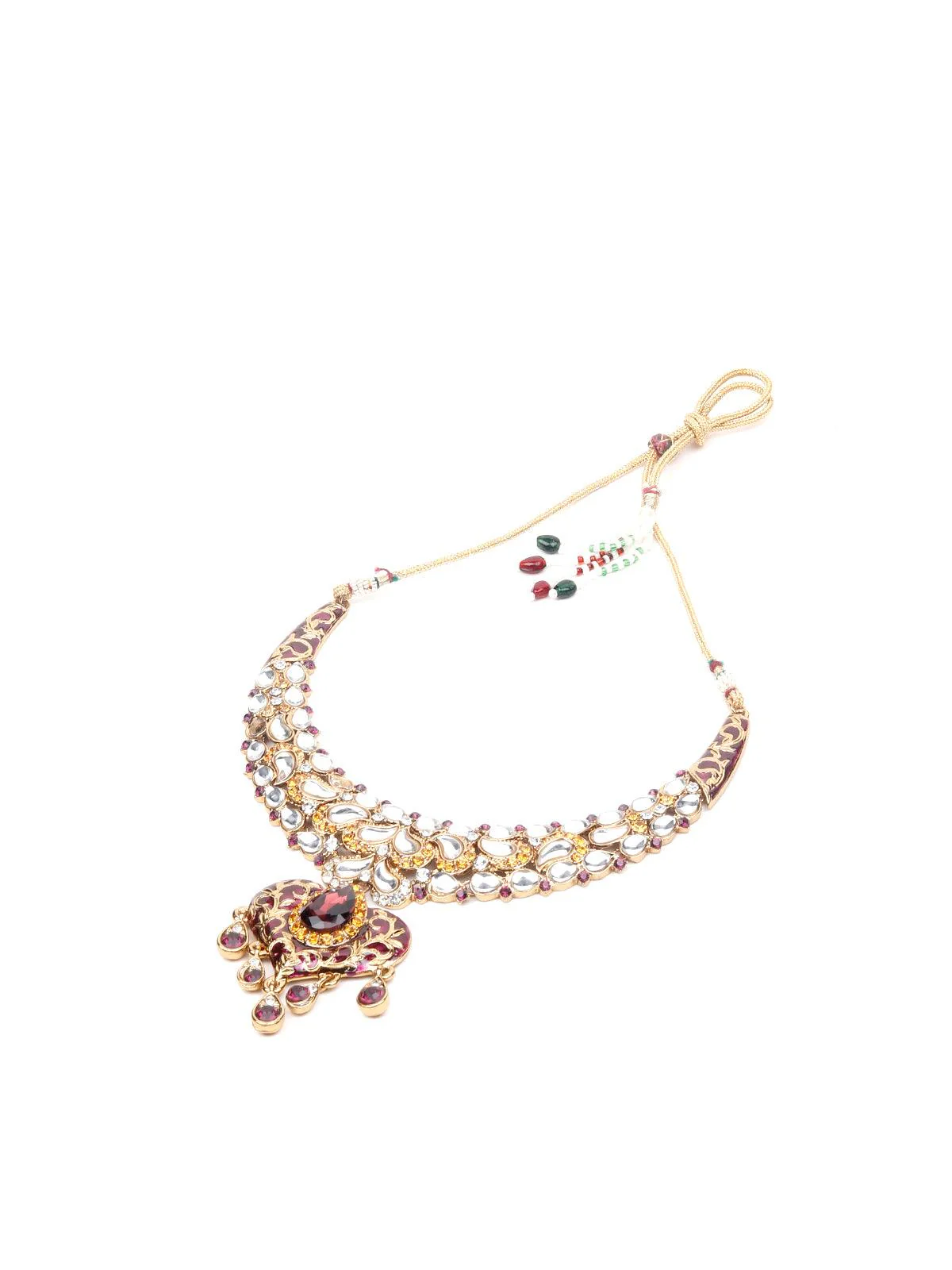 Odette Women Rusty Brown Metal Multicolour Stone Set - Image 2