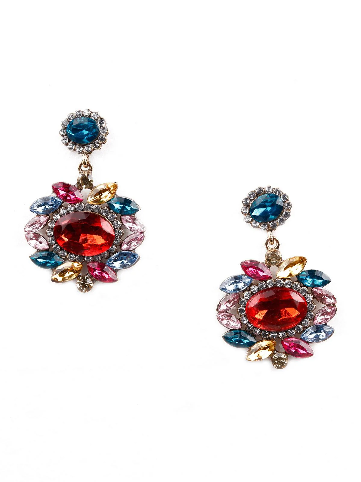 Odette Women Multicoloured Metal Drop Earrings - Image 3