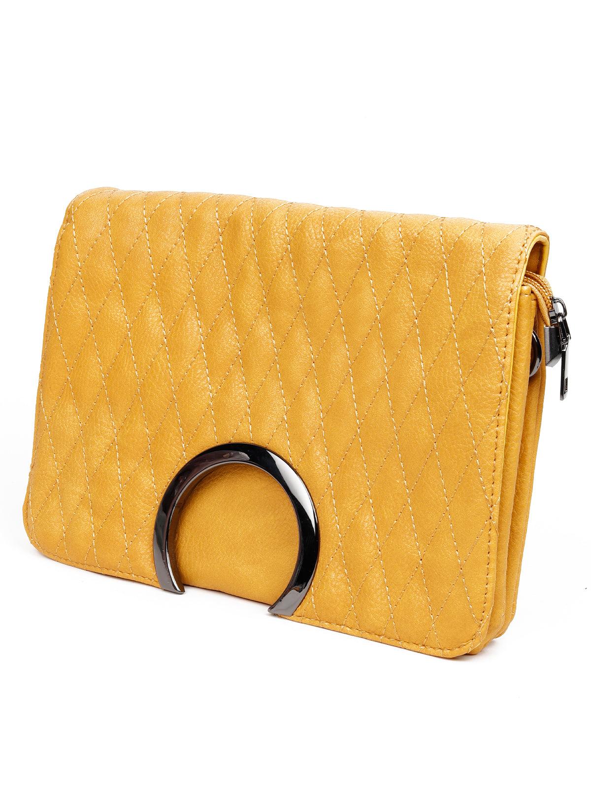 Odette Women Cream Coloured Metal Sling Bag - Image 4