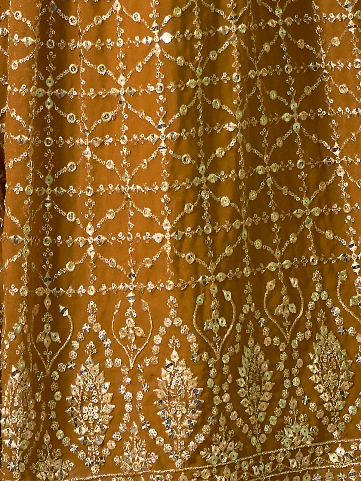 Odette Women Mustard Embroidered Semi Stitched Lehenga With Unstitched Blouse - Image 6