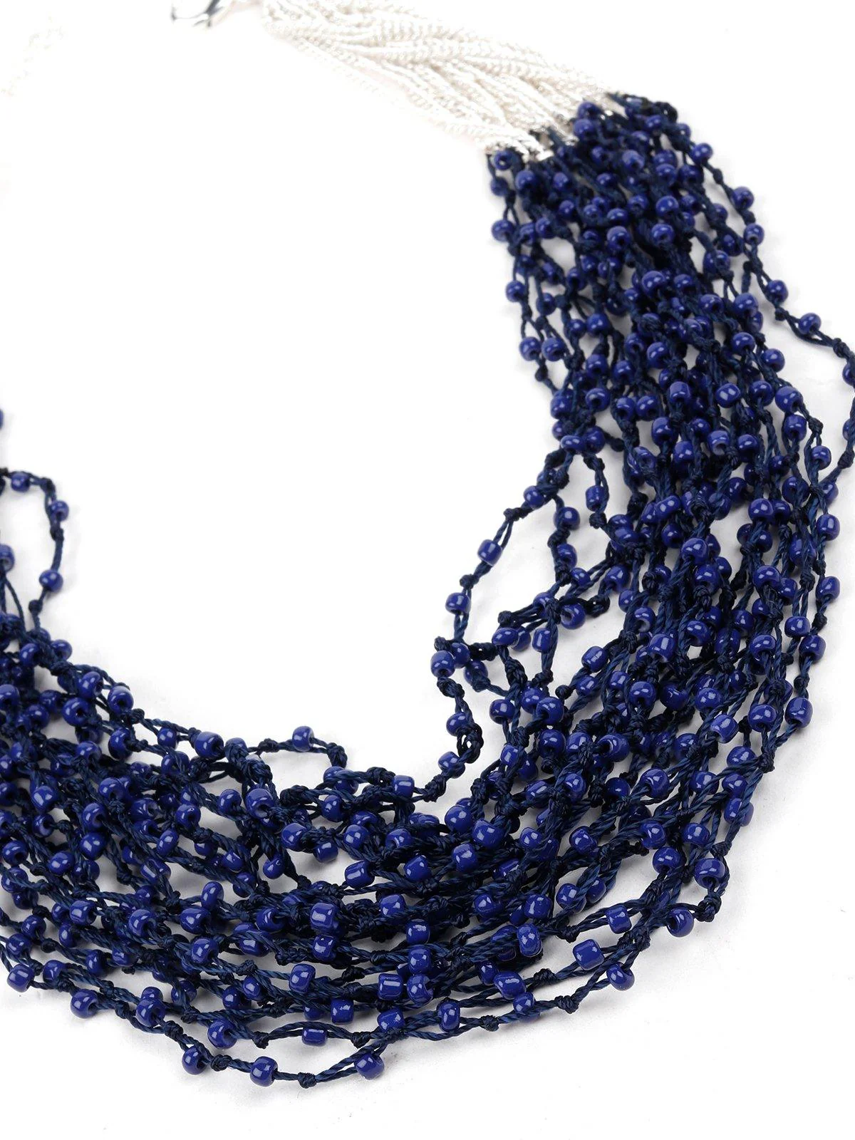 Odette Women Navy Blue Airy Beaded Multi Strands Necklace - Image 6