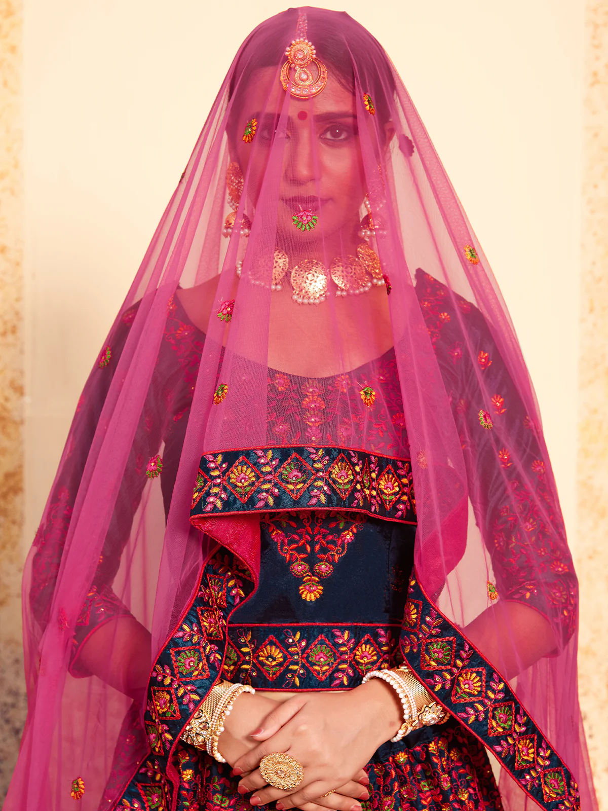 Odette Women Dark Blue Designer Semi Stitched Lehenga With Unstitched Blouse - Image 2