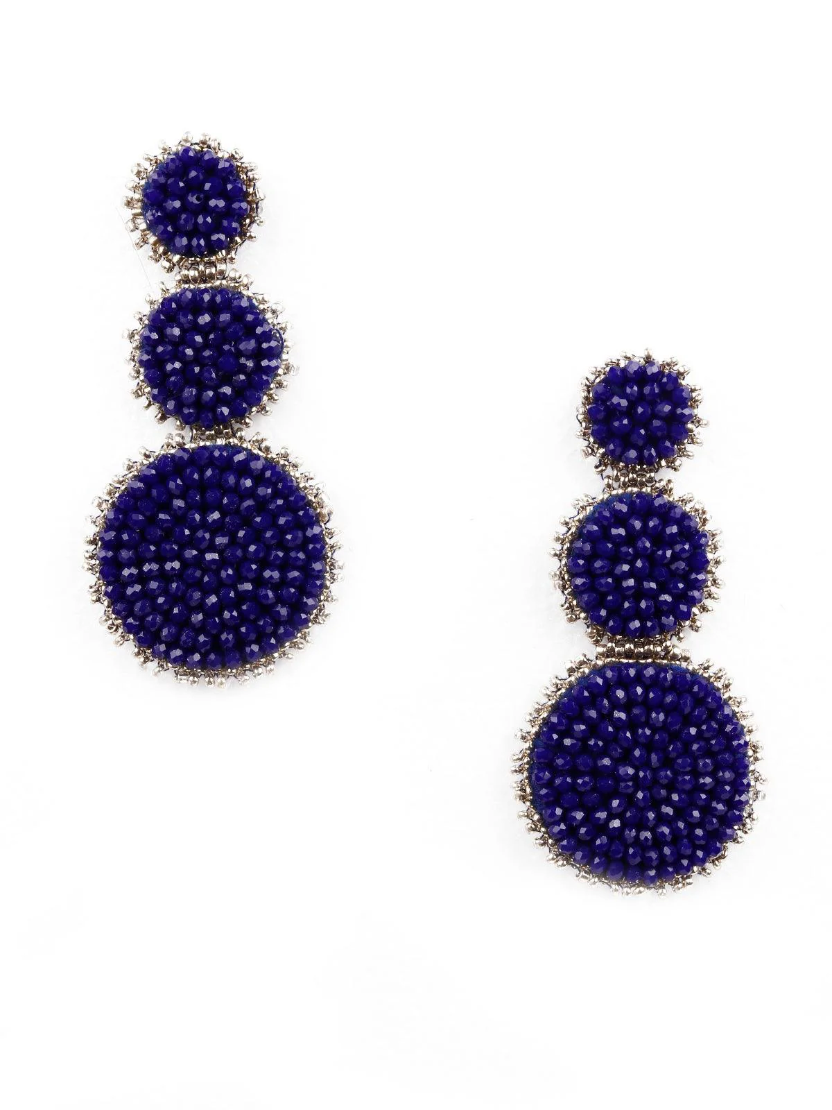 Odette Women Navy Blue Triple Rounded Statement Earrings - Image 3