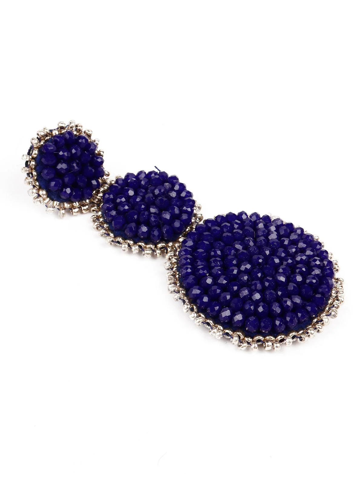 Odette Women Navy Blue Triple Rounded Statement Earrings - Image 5
