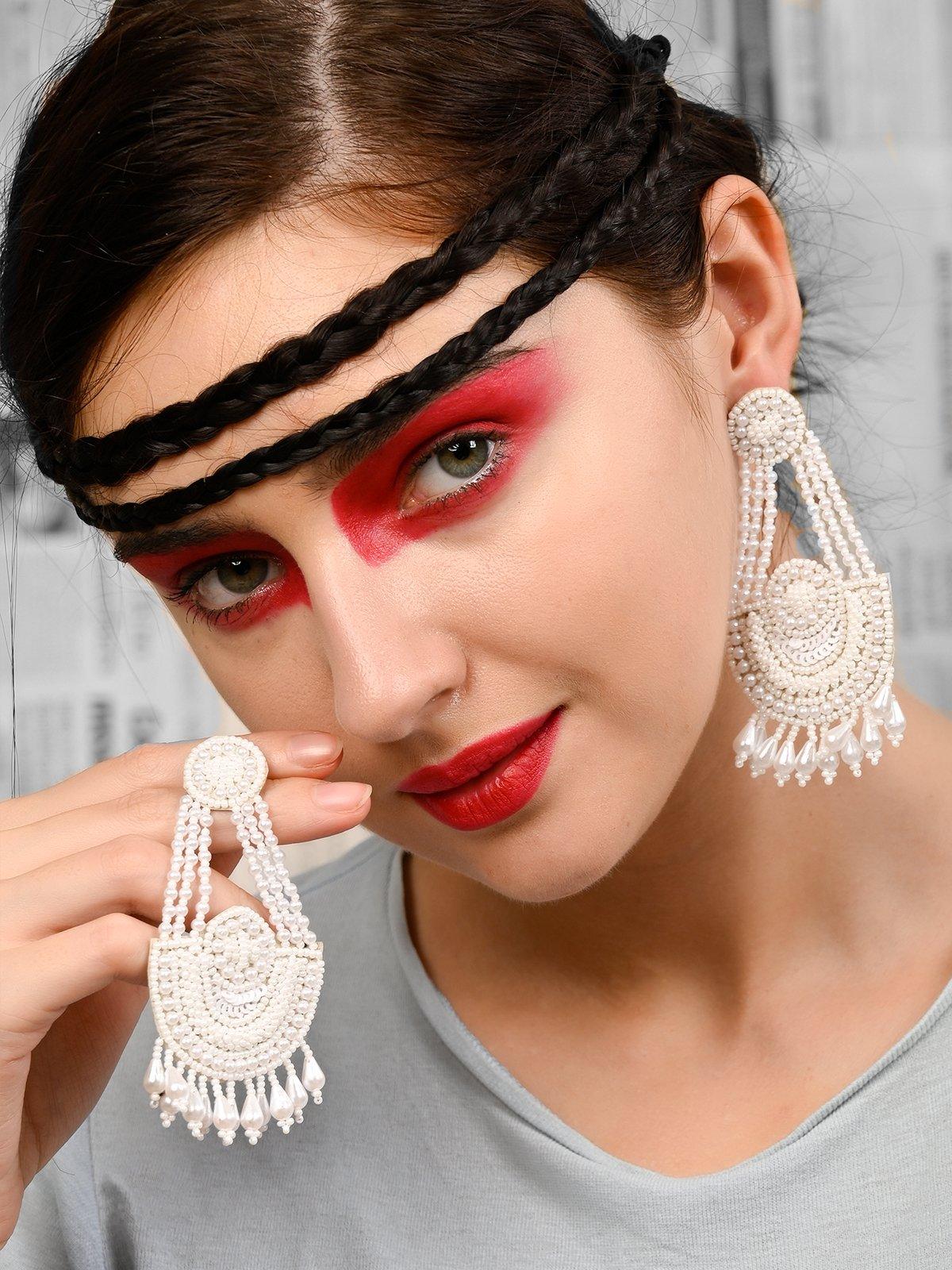 Odette Women White Metal Earring - Image 2