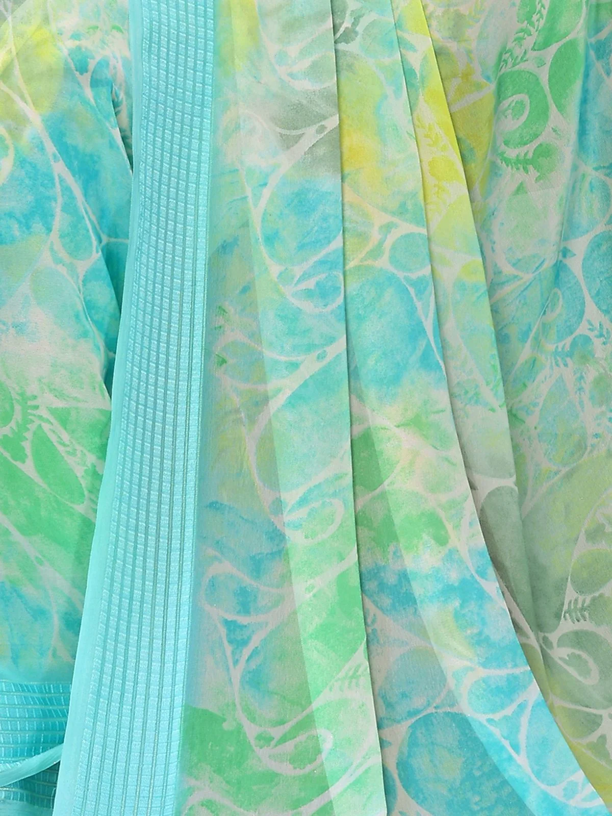 Odette Aqua Blue Georgette Printed Saree For Women - Image 5