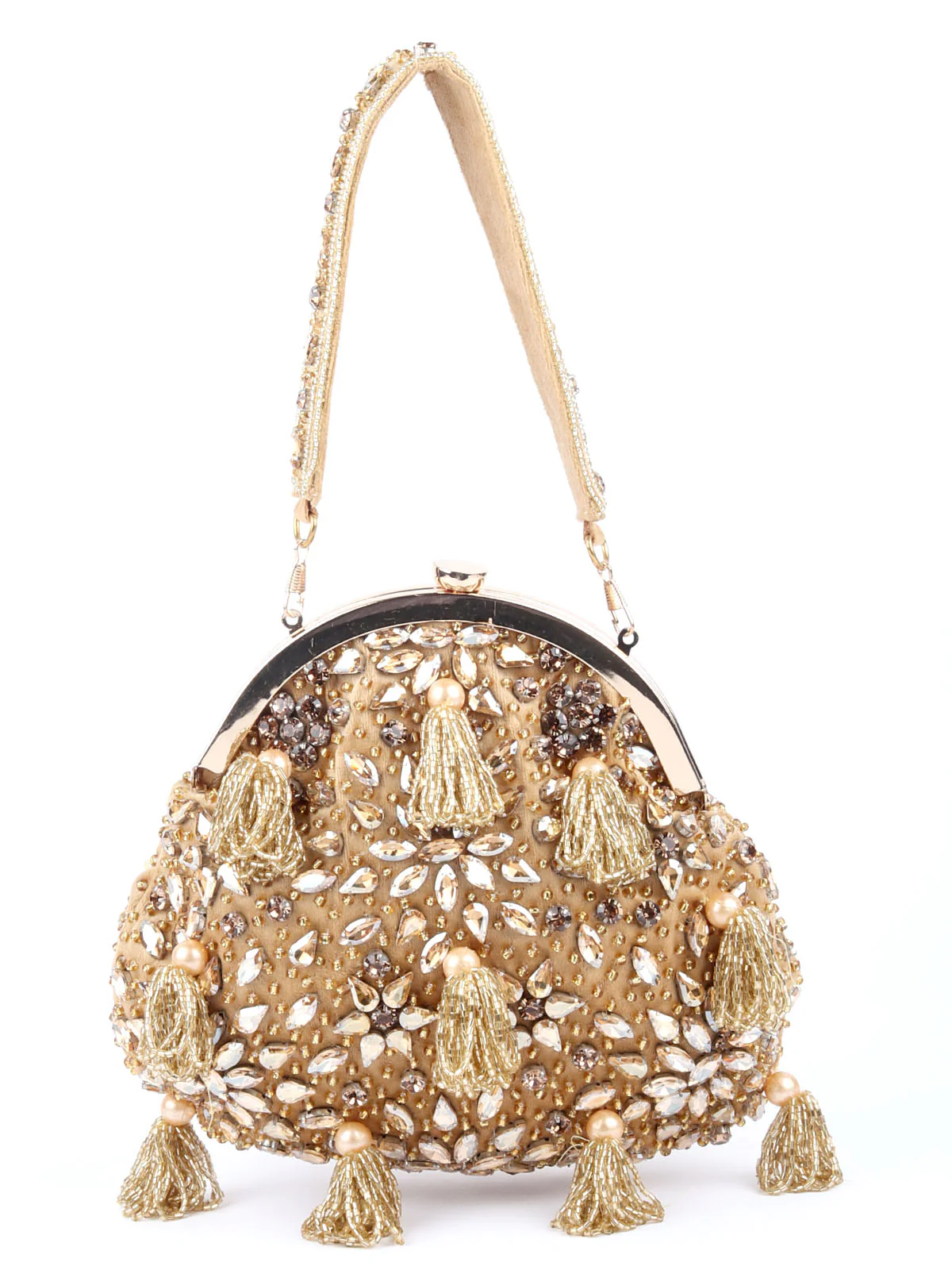 Odette Beige Bridal Batuwa With Tassels For Women - Image 3