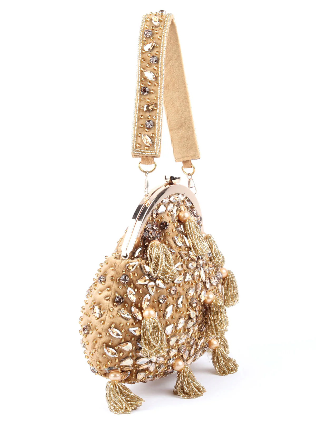 Odette Beige Bridal Batuwa With Tassels For Women - Image 4