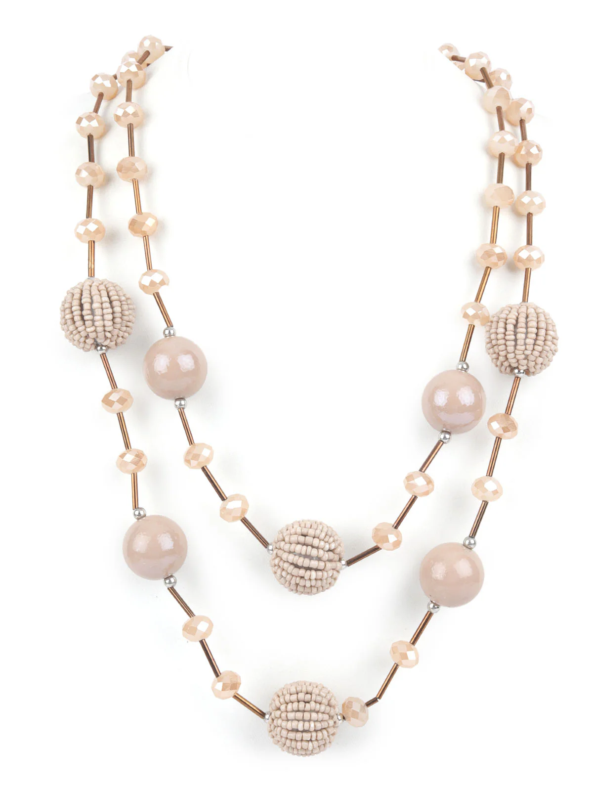 Odette Beige & Brown Alloy Embellished Neckpiece For Women - Image 3