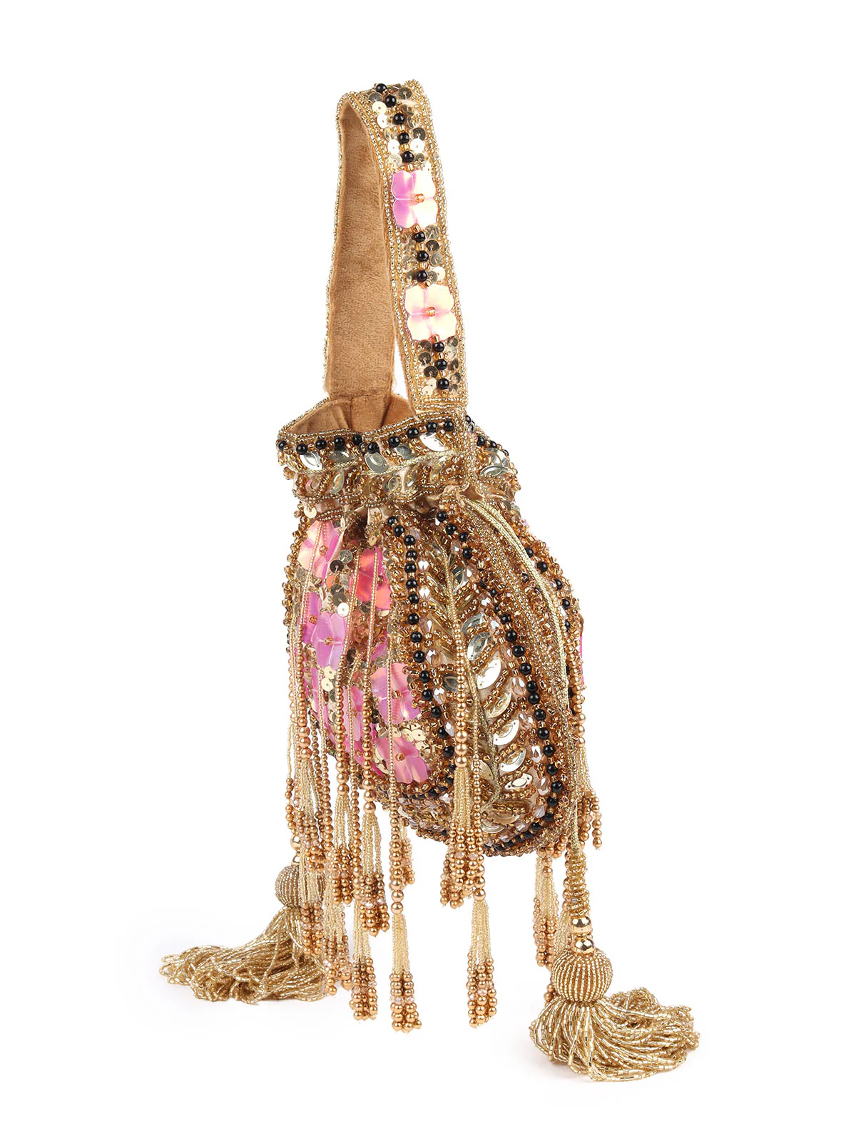 Odette Beige Embellished Potli Bag For Women - Image 4