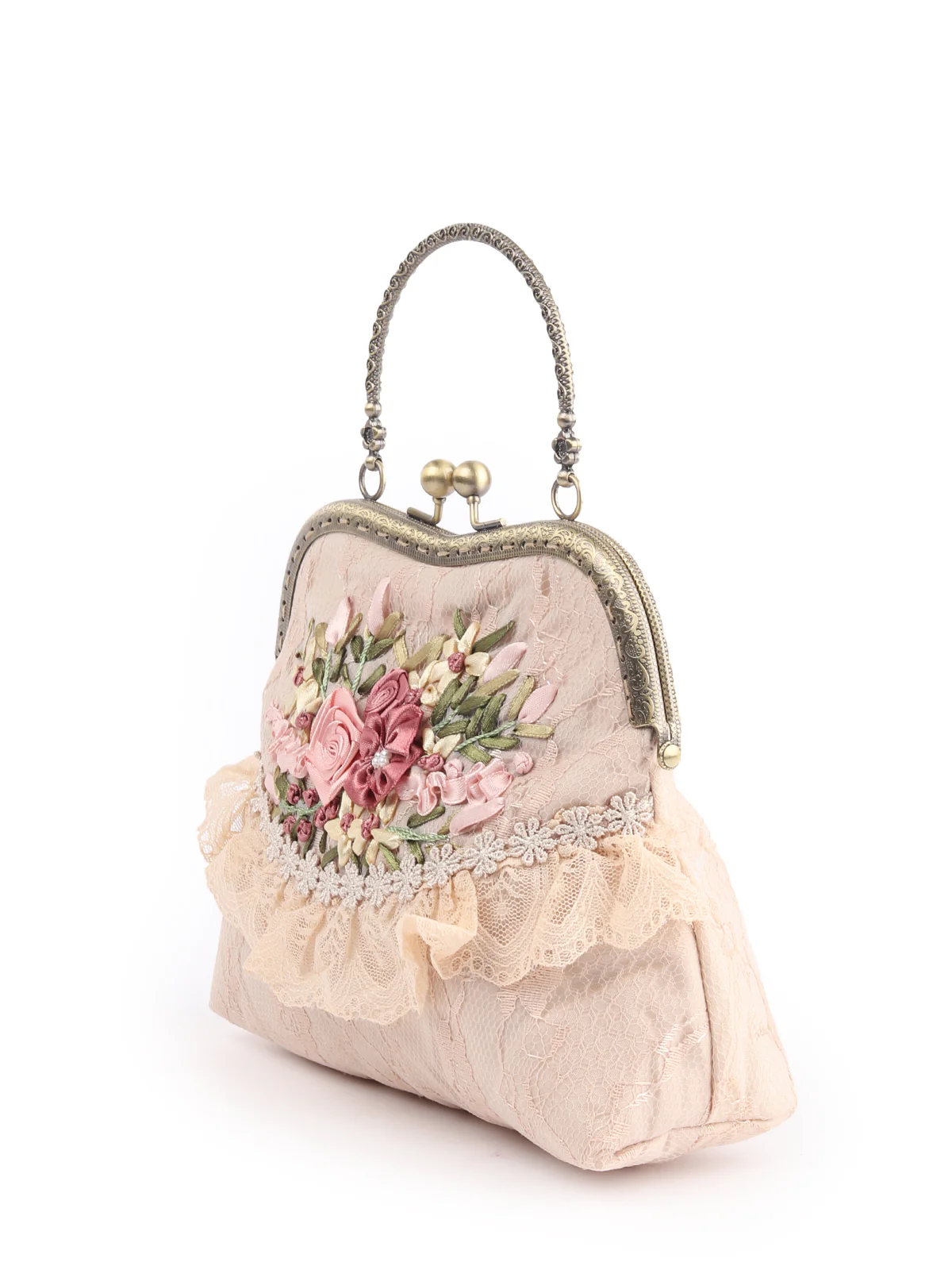 Odette Beige Embroidered Clutch For Women - Image 2