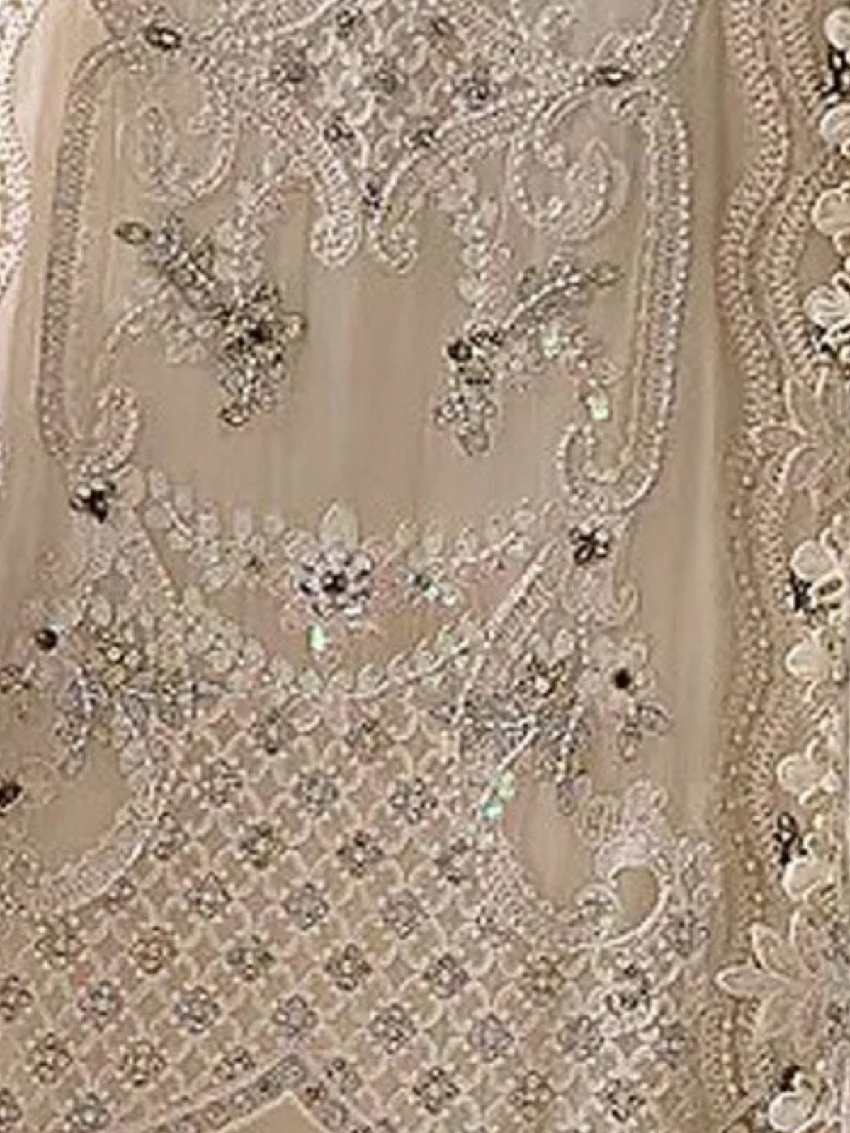 Odette Beige Georgette Embellished Semi Stitched Kurta Set For Women - Image 3