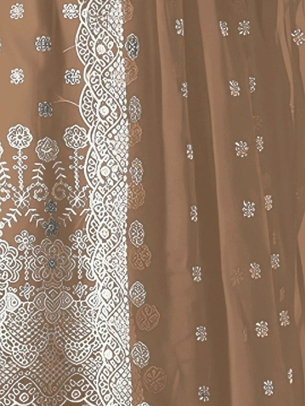 Odette Beige Georgette Embroidered Semi Stitched Kurta Set For Women - Image 3