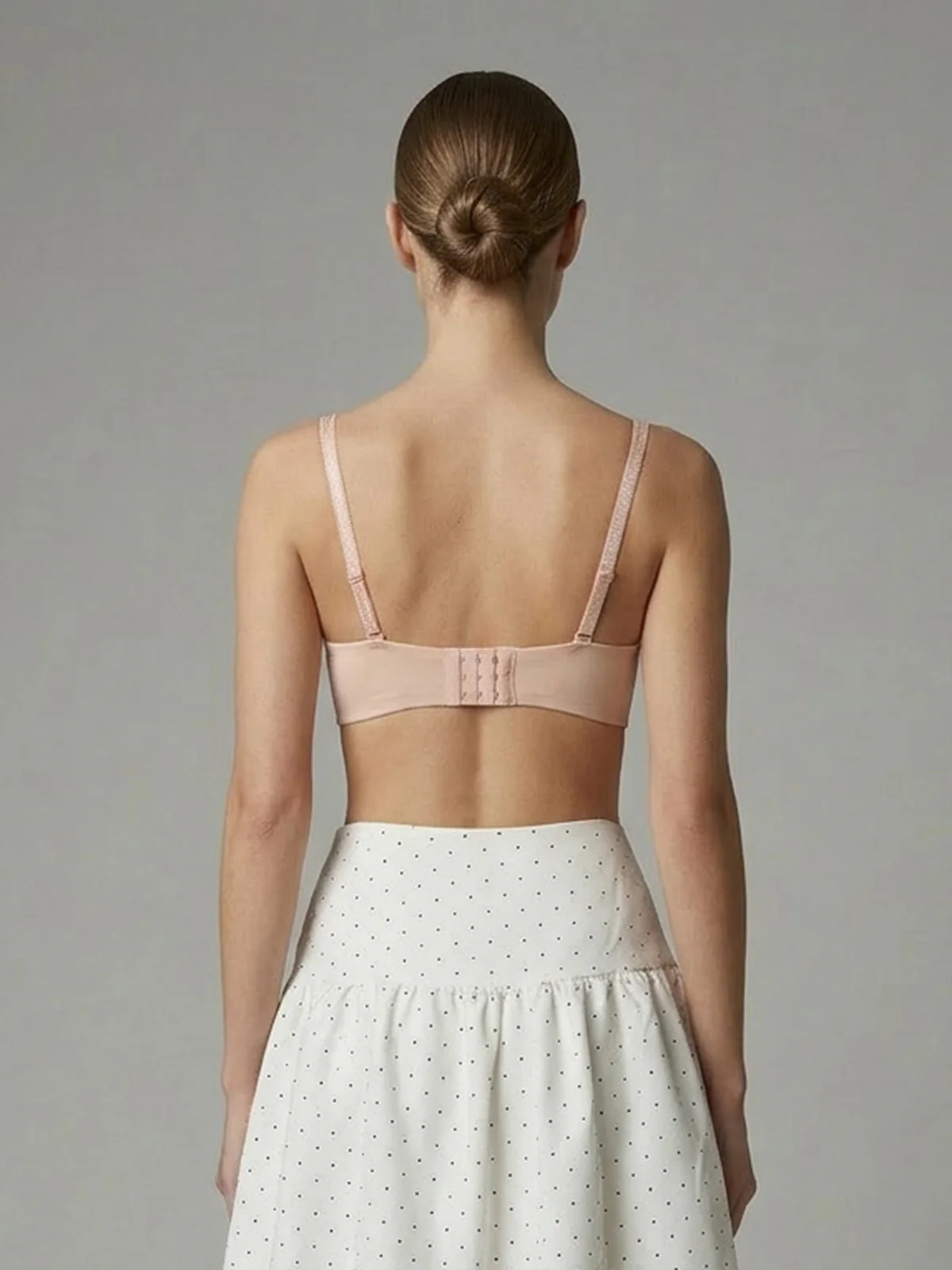 Odette Beige Nylon Pleated Bra For Women - Image 2