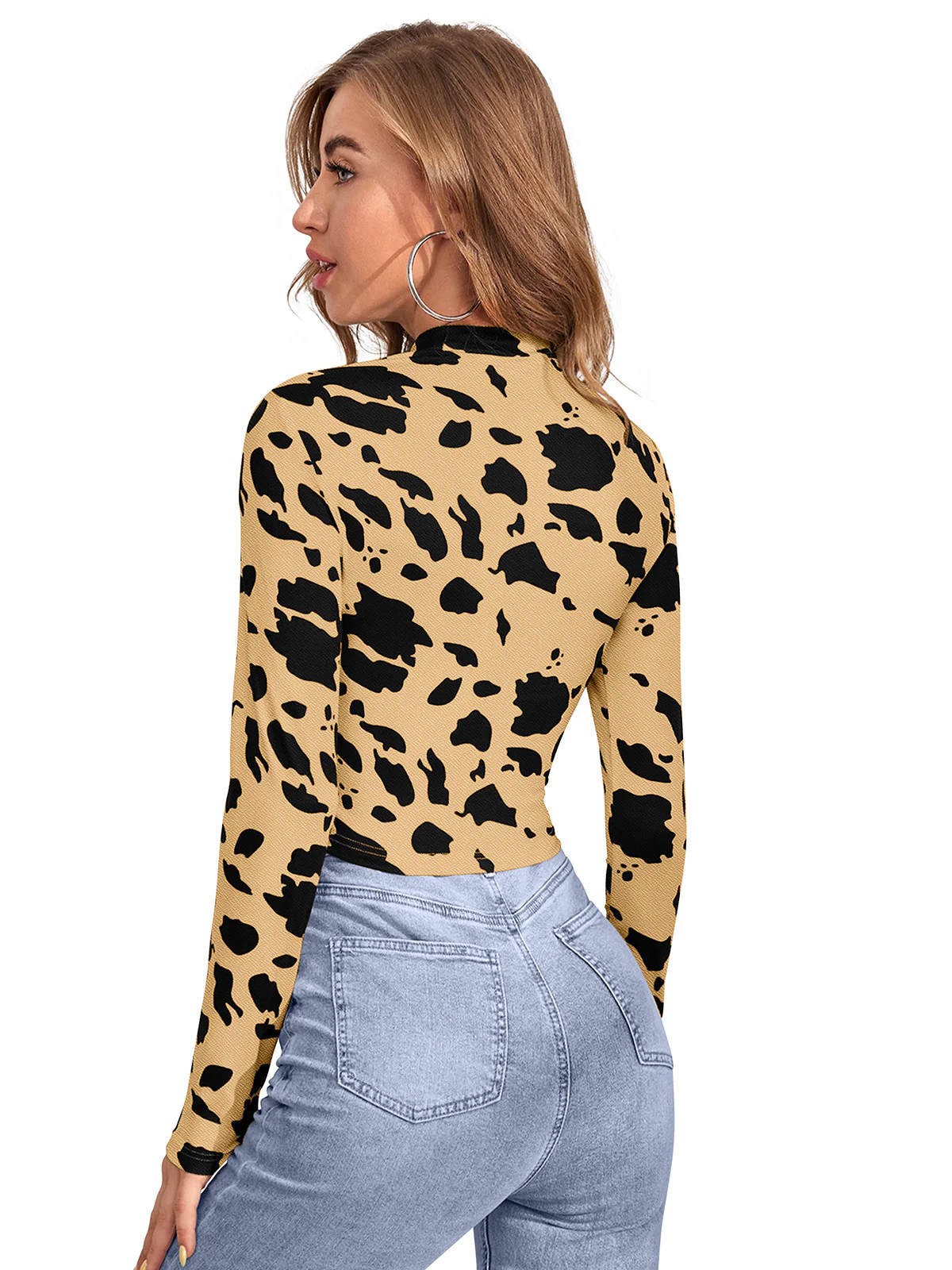 Odette Beige  Polyester Printed  Top For Women - Image 3