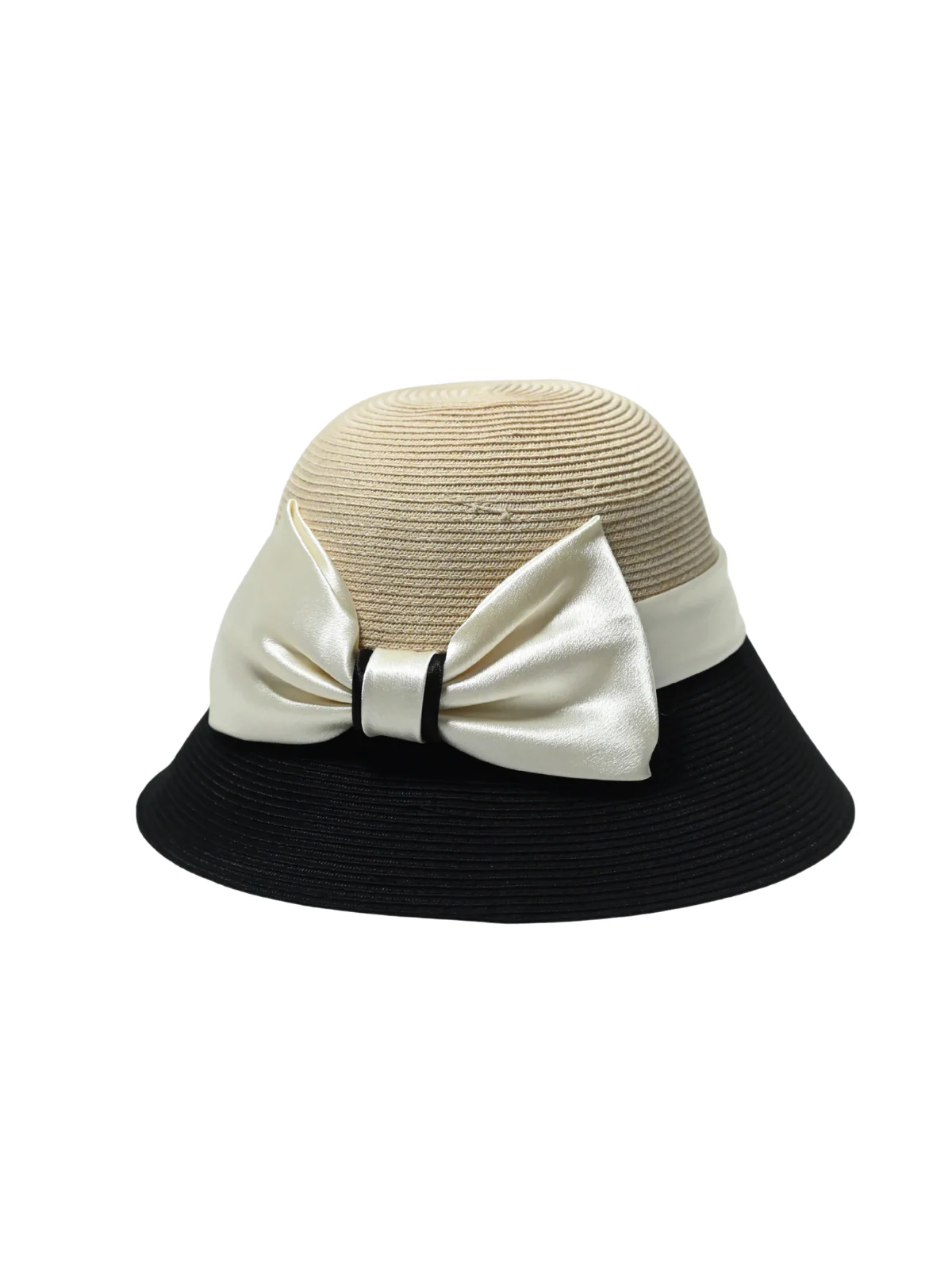 Odette Beige Polypropylene And Satin Woven Hat For Women - Image 3