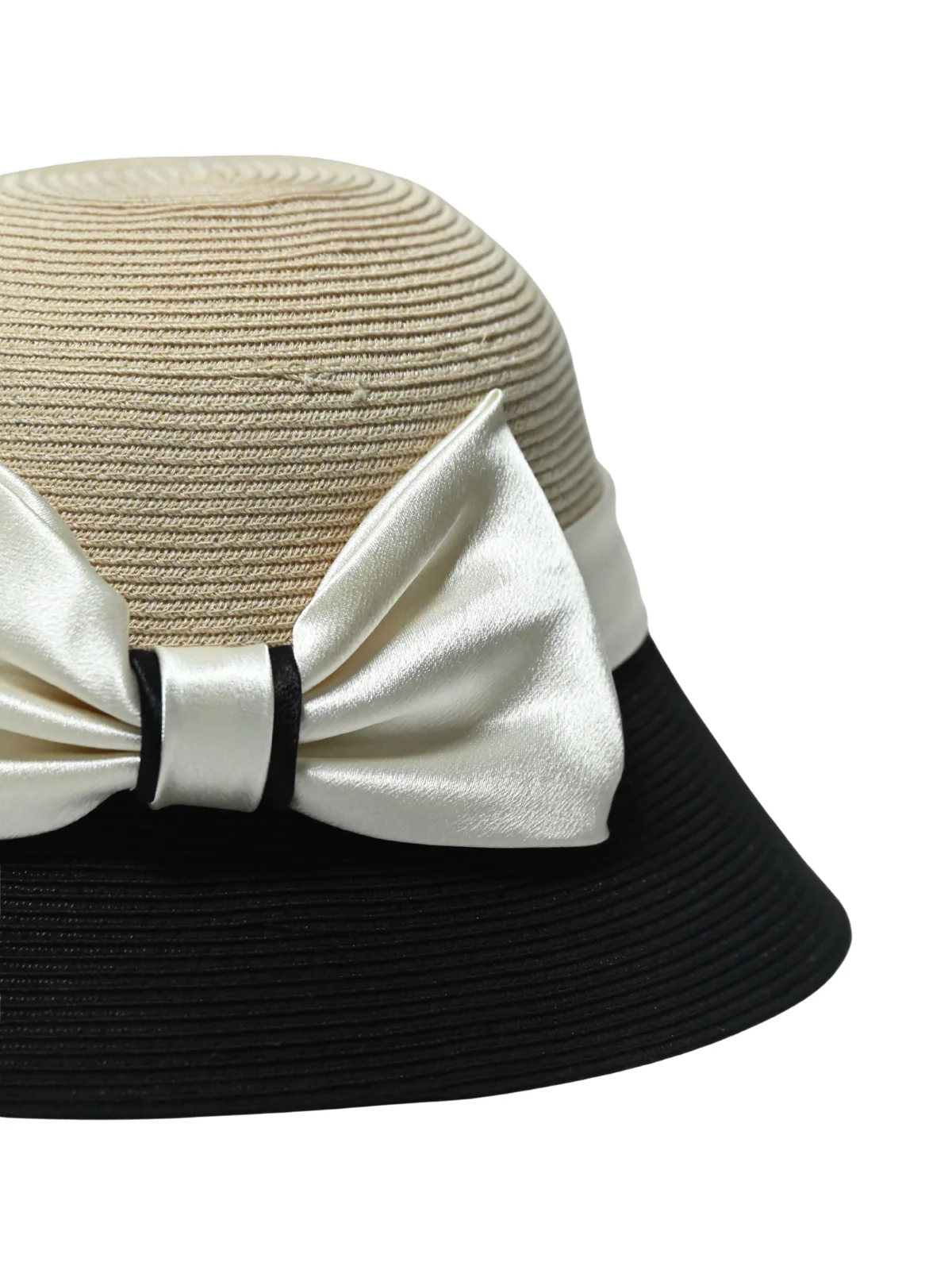 Odette Beige Polypropylene And Satin Woven Hat For Women - Image 7