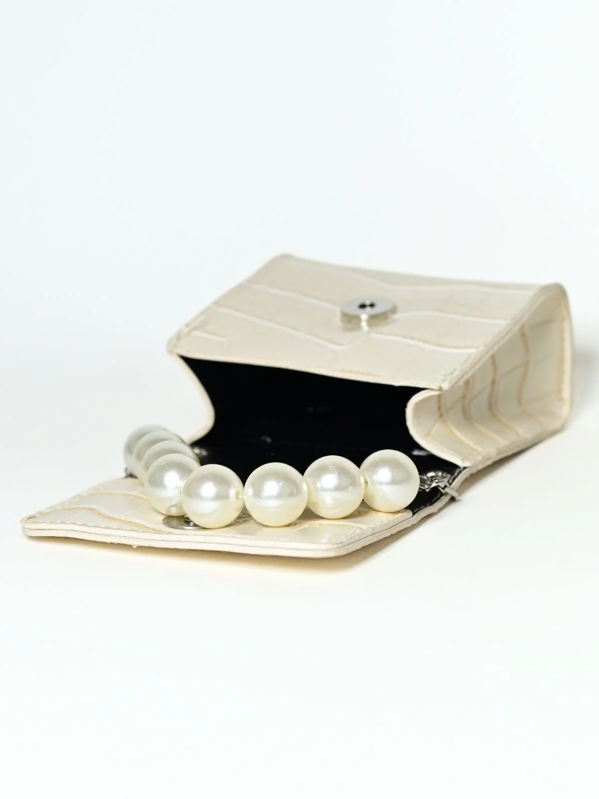 Odette Beige PU Pearl Belt Bag For Women - Image 4