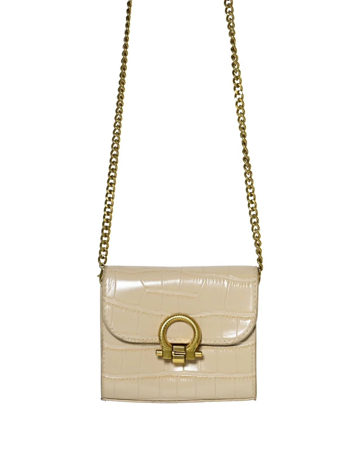 Odette Beige PU Self Design Belt Bag For Women - Image 4