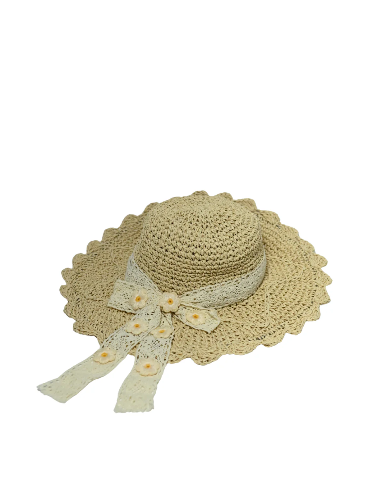 Odette Beige Raffia Embroidered Hat For Women - Image 7