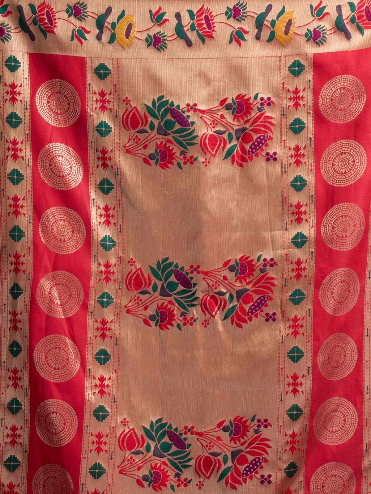 Odette Beige Silk Blend Woven Saree For Women - Image 6