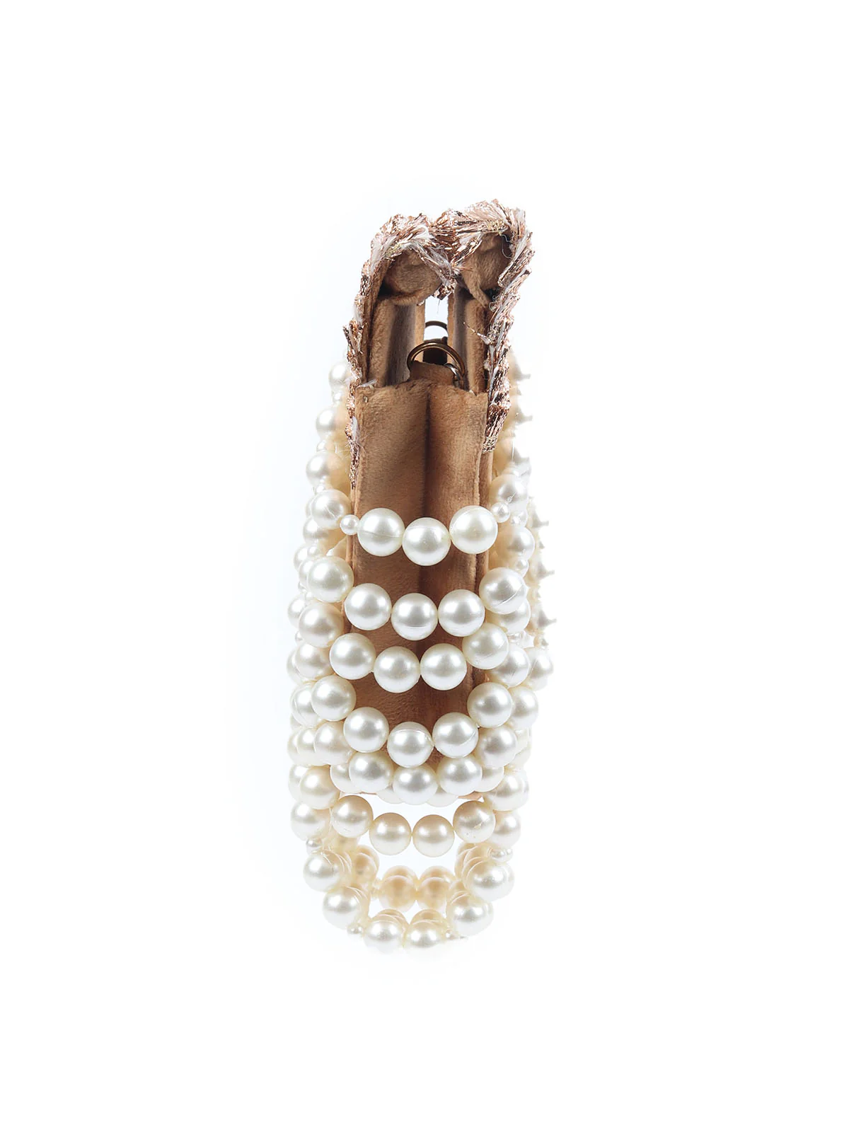 Odette Beige Suede Embellished Potli For Women - Image 4
