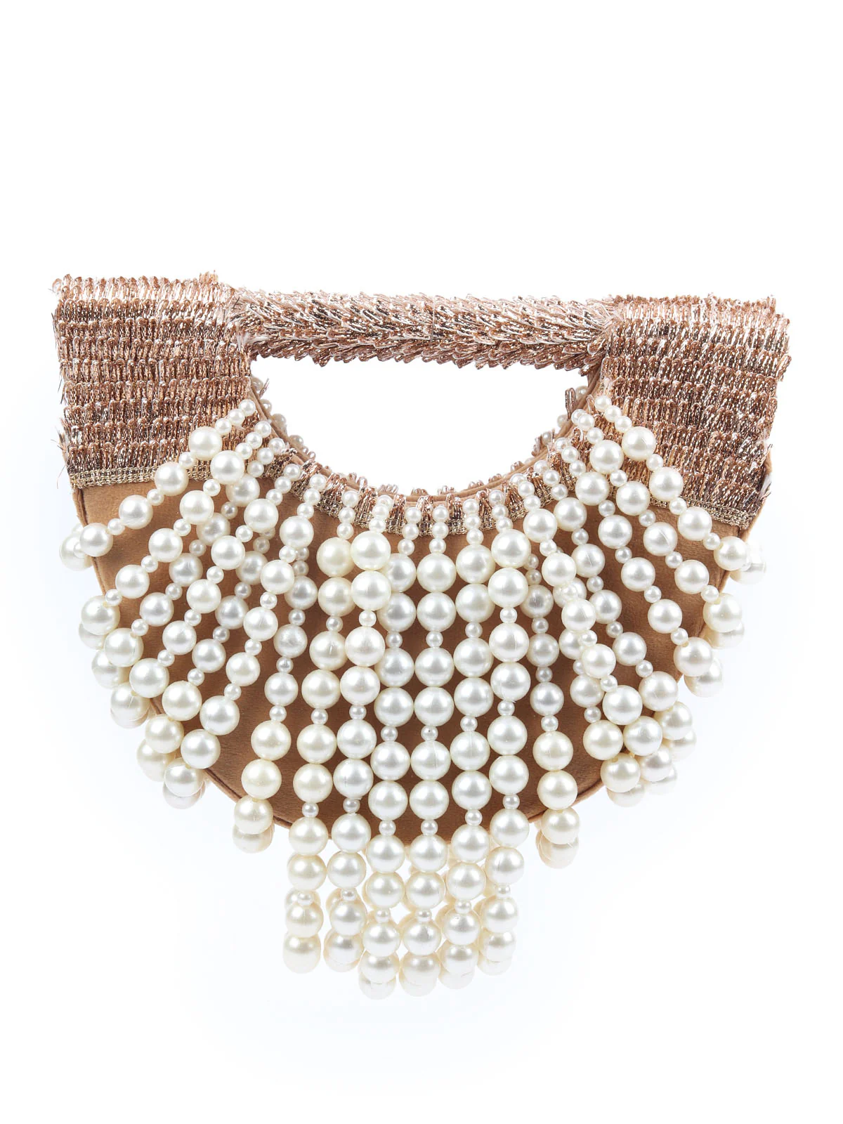 Odette Beige Suede Embellished Potli For Women - Image 5