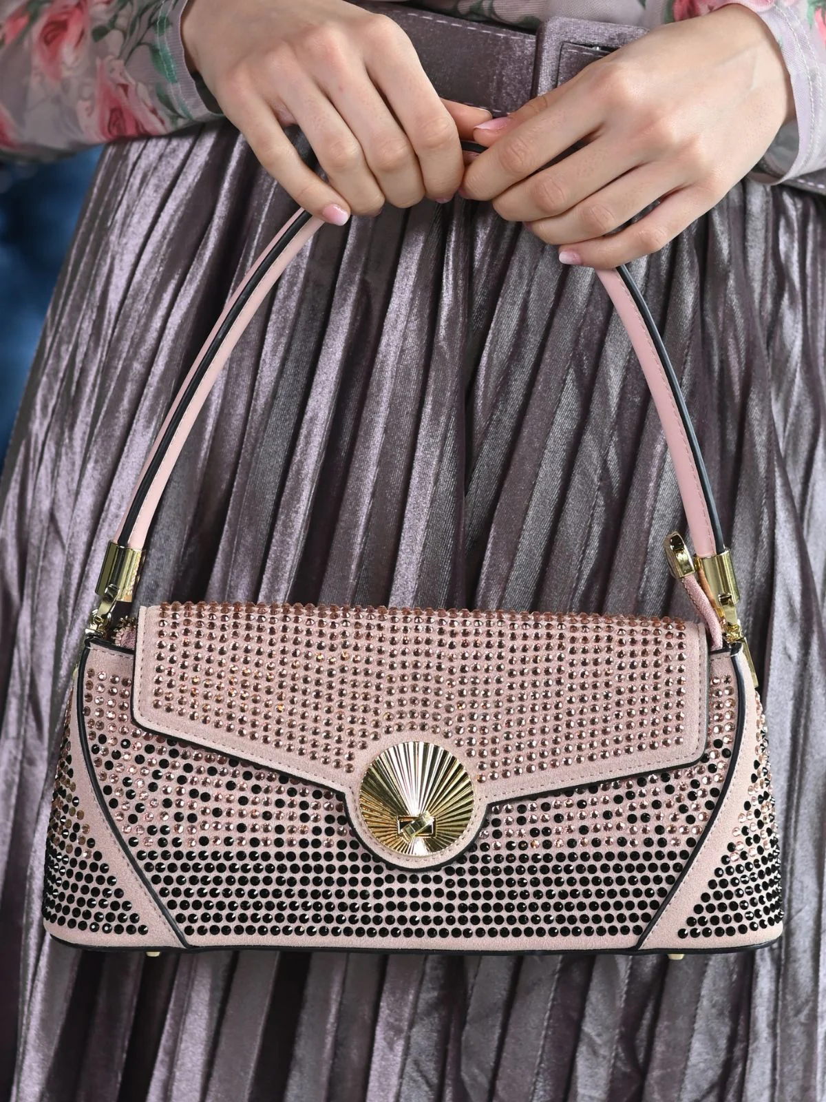 Odette Beige Textured Hand Bag For Women - Image 2