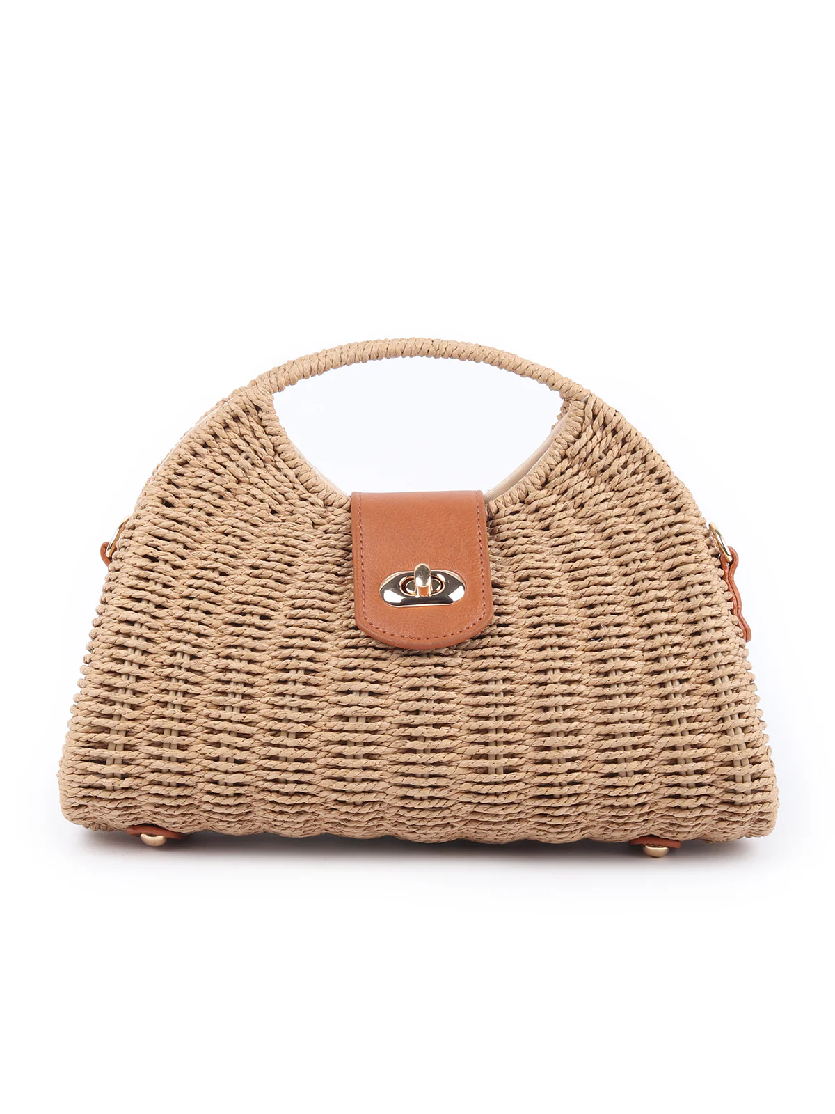 Odette Beige Textured Jute Evening Clutch For Women - Image 3