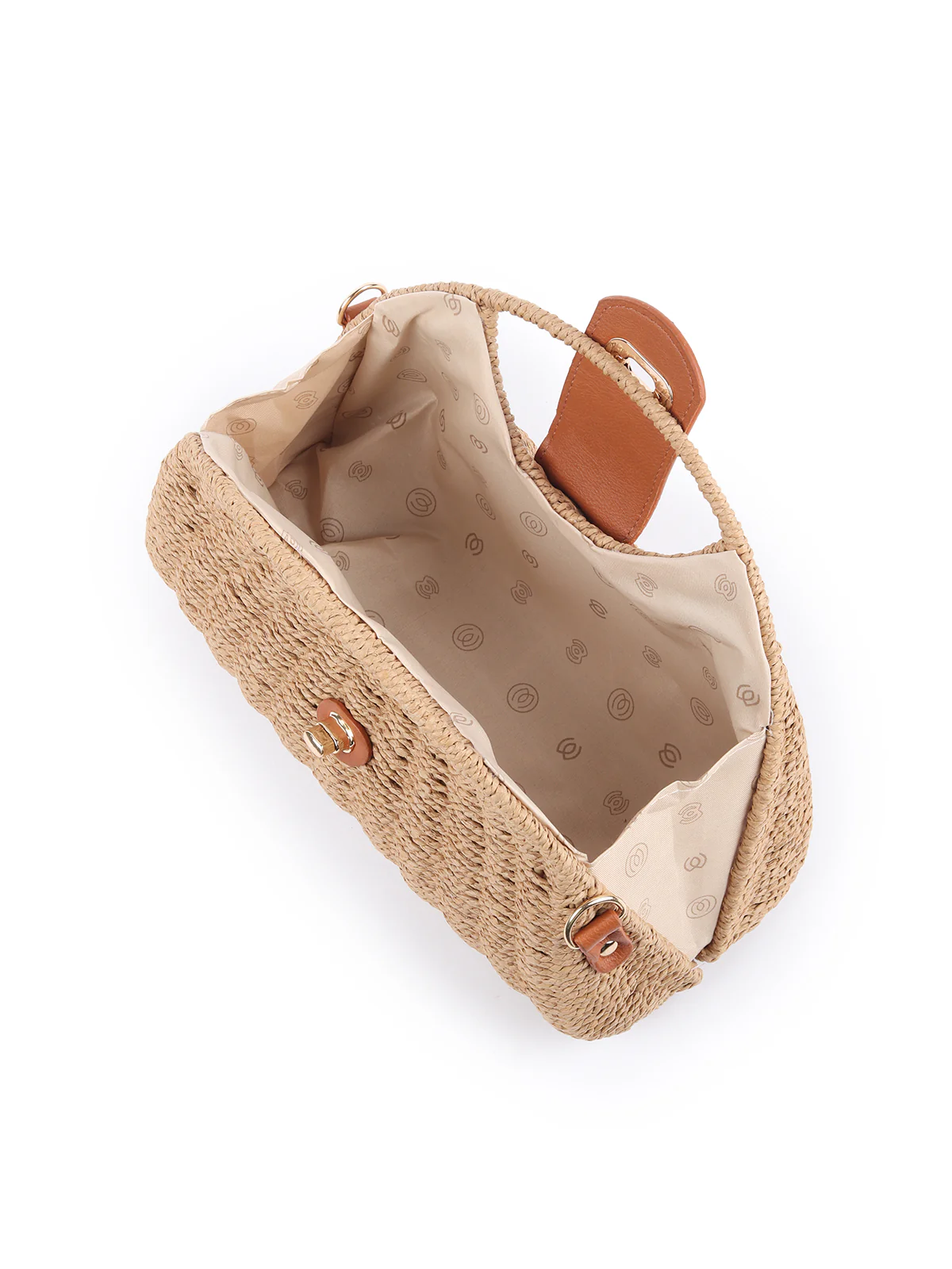 Odette Beige Textured Jute Evening Clutch For Women - Image 6