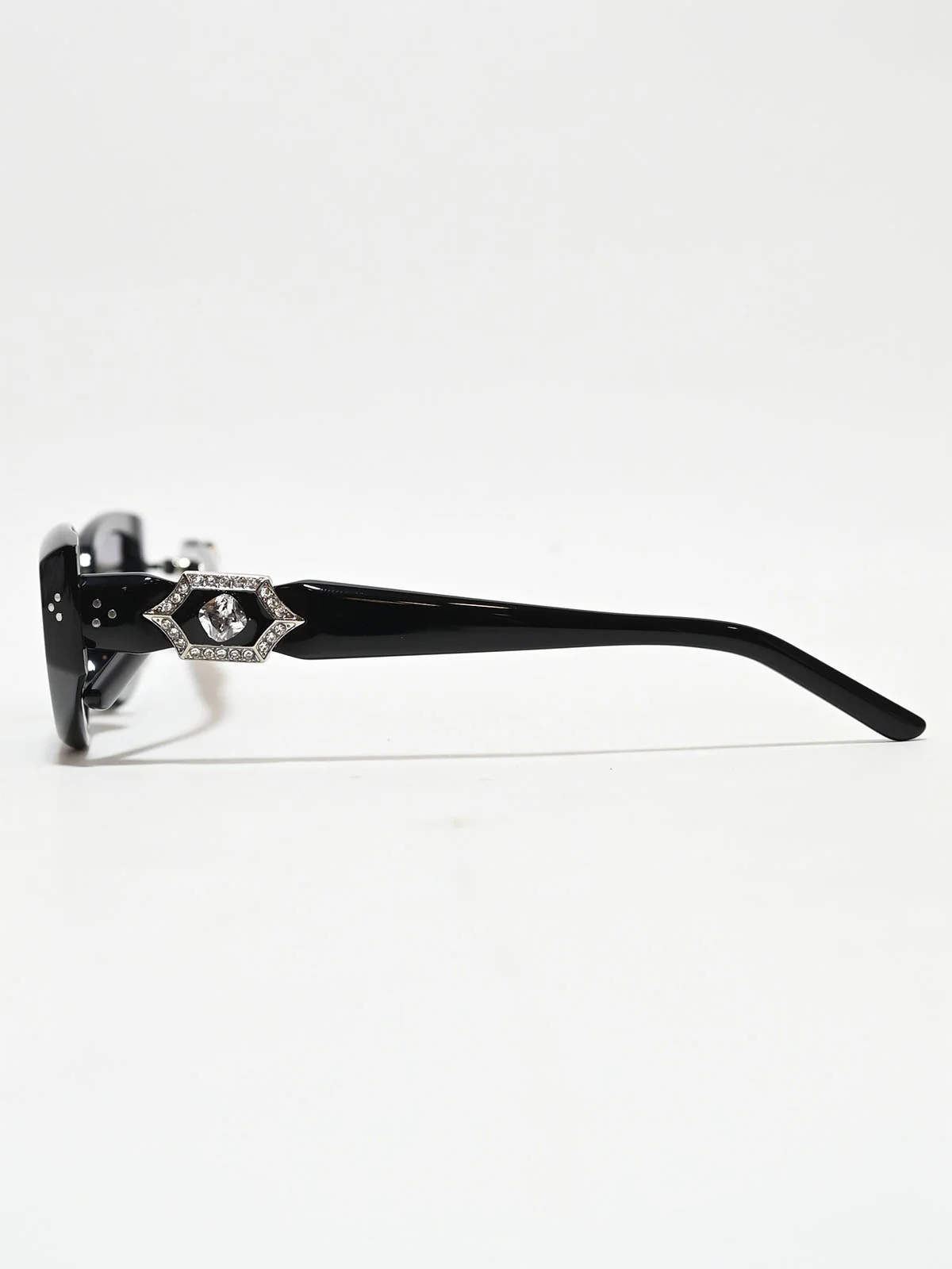 Odette Black Acetate Embellished Sunglasses For Women - Image 5