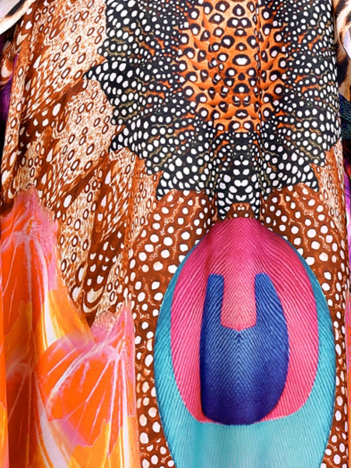 Odette Black And Brown Satin Printed Kaftan For Women - Image 5