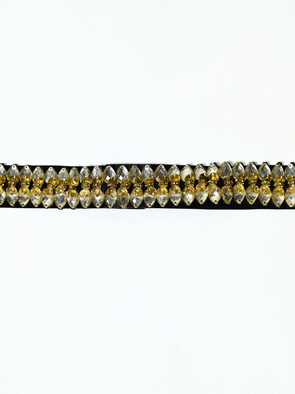 Odette Black And Golden Elastic Embellished Belt For Women - Image 3