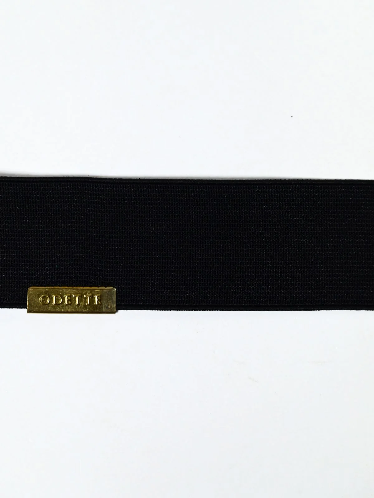 Odette Black And Golden Elastic Embellished Belt For Women - Image 4