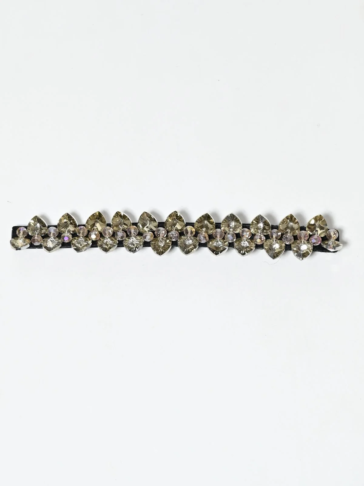 Odette Black And Golden Elastic Embellished Belt For Women - Image 3