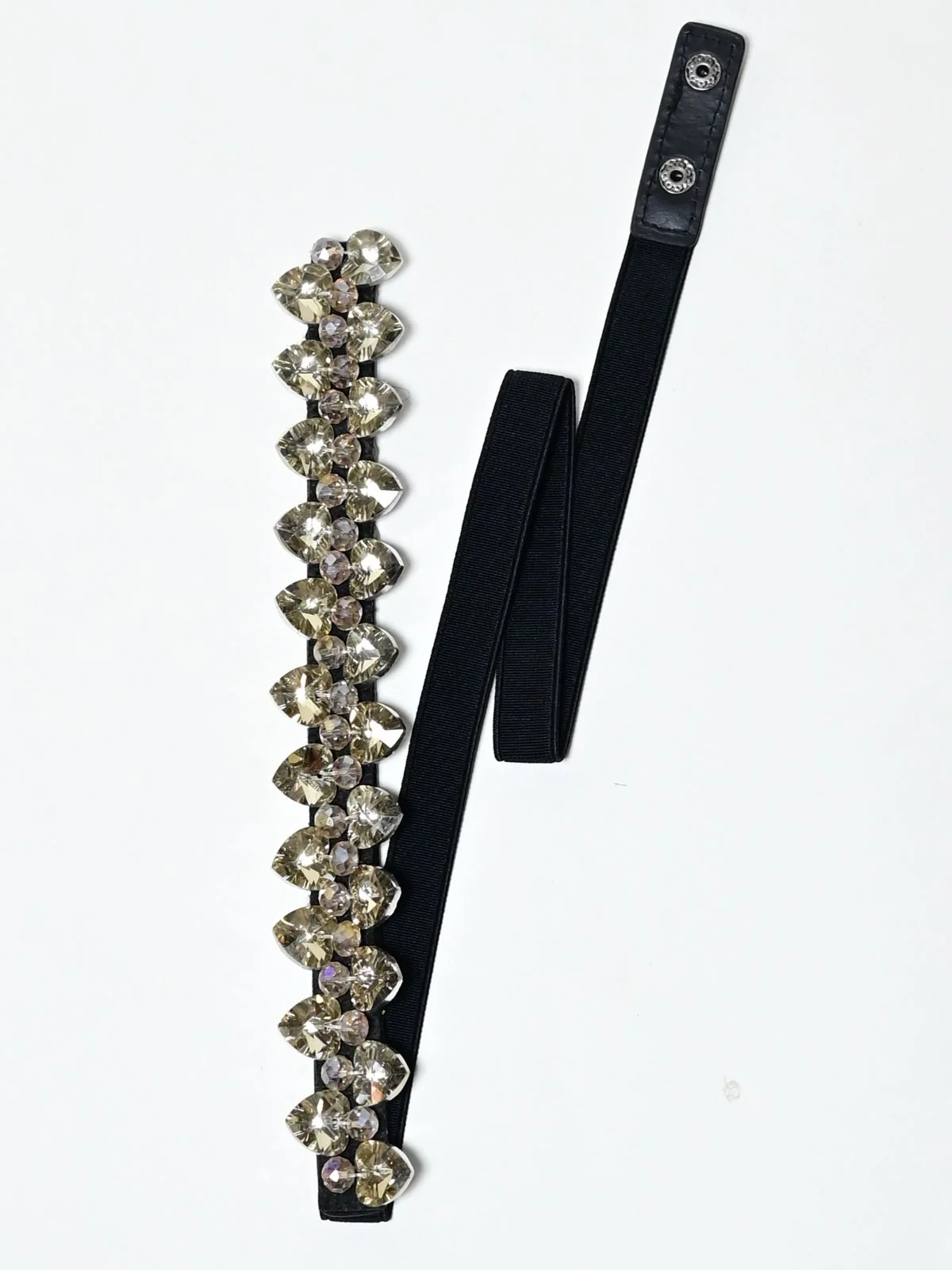 Odette Black And Golden Elastic Embellished Belt For Women - Image 6