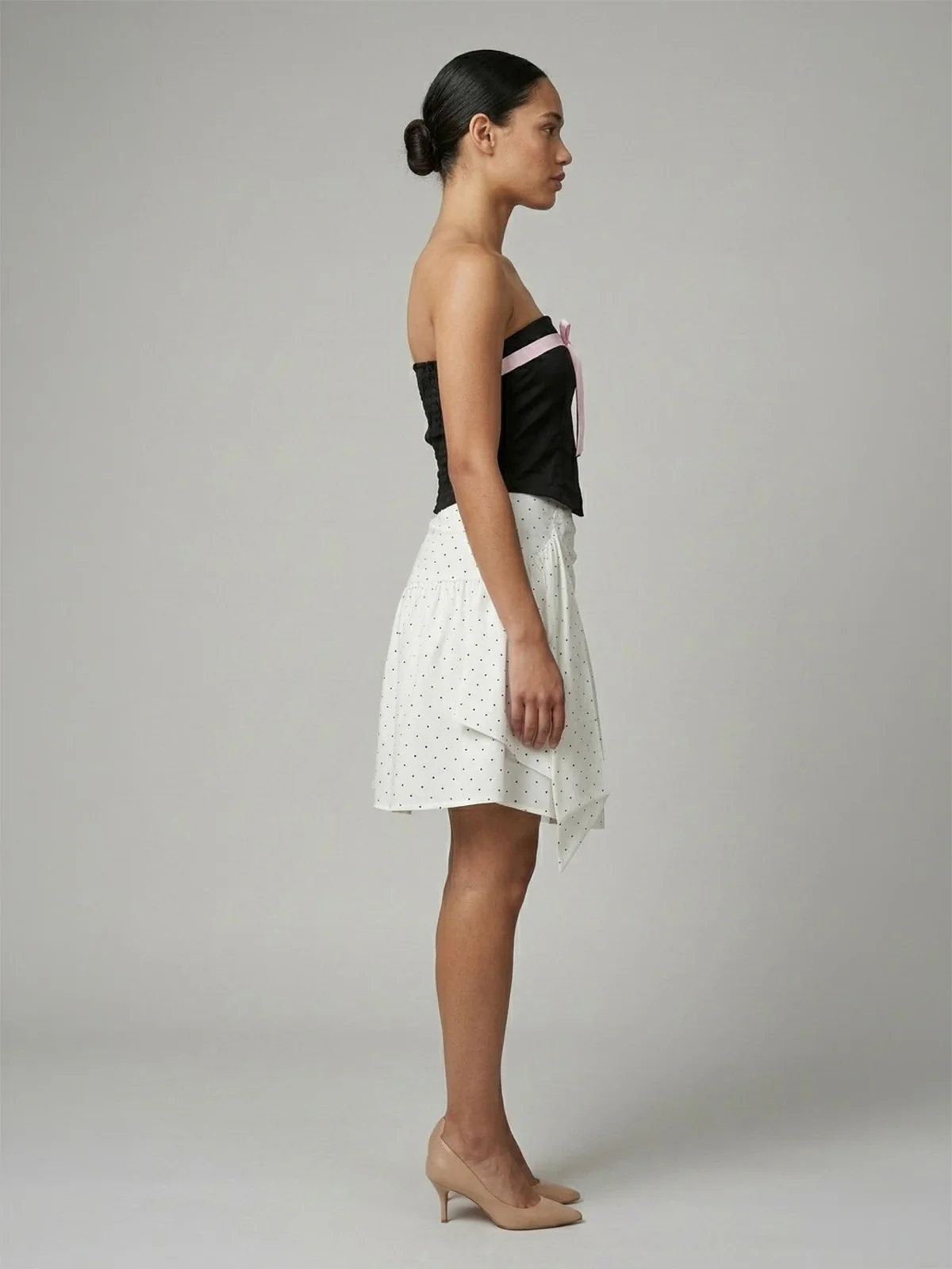 Odette Black And Pink Satin Solid Tube Top For Women - Image 2