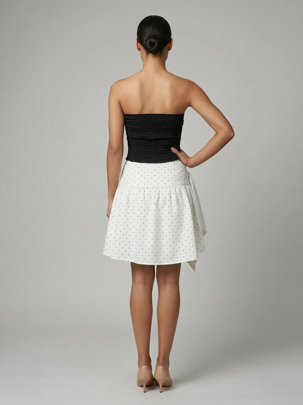 Odette Black And Pink Satin Solid Tube Top For Women - Image 3