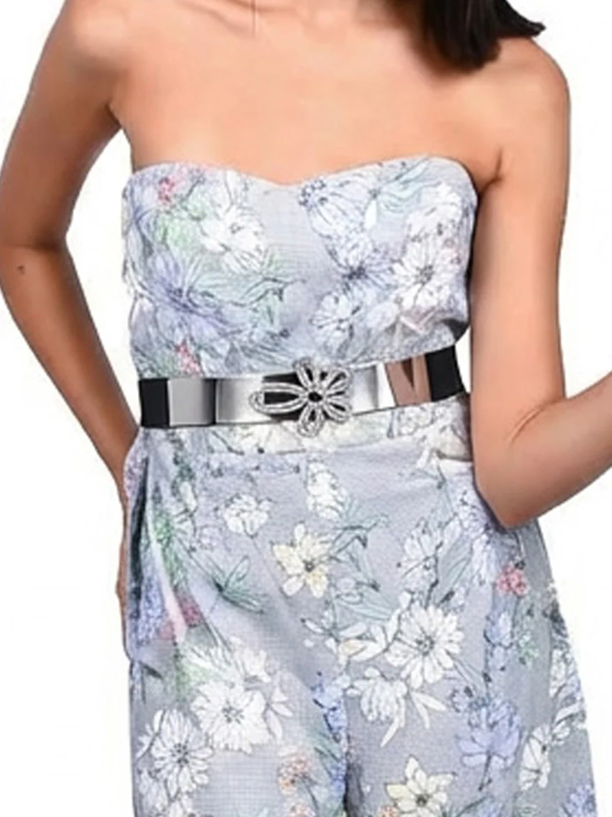 Odette Black And Silver Metal Metallic Design Belt For Women - Image 6