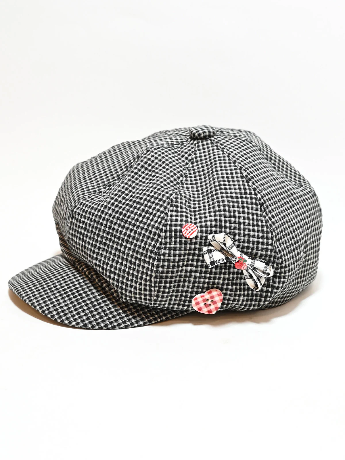 Odette Black And White Poly Cotton Checked Hat Women - Image 4
