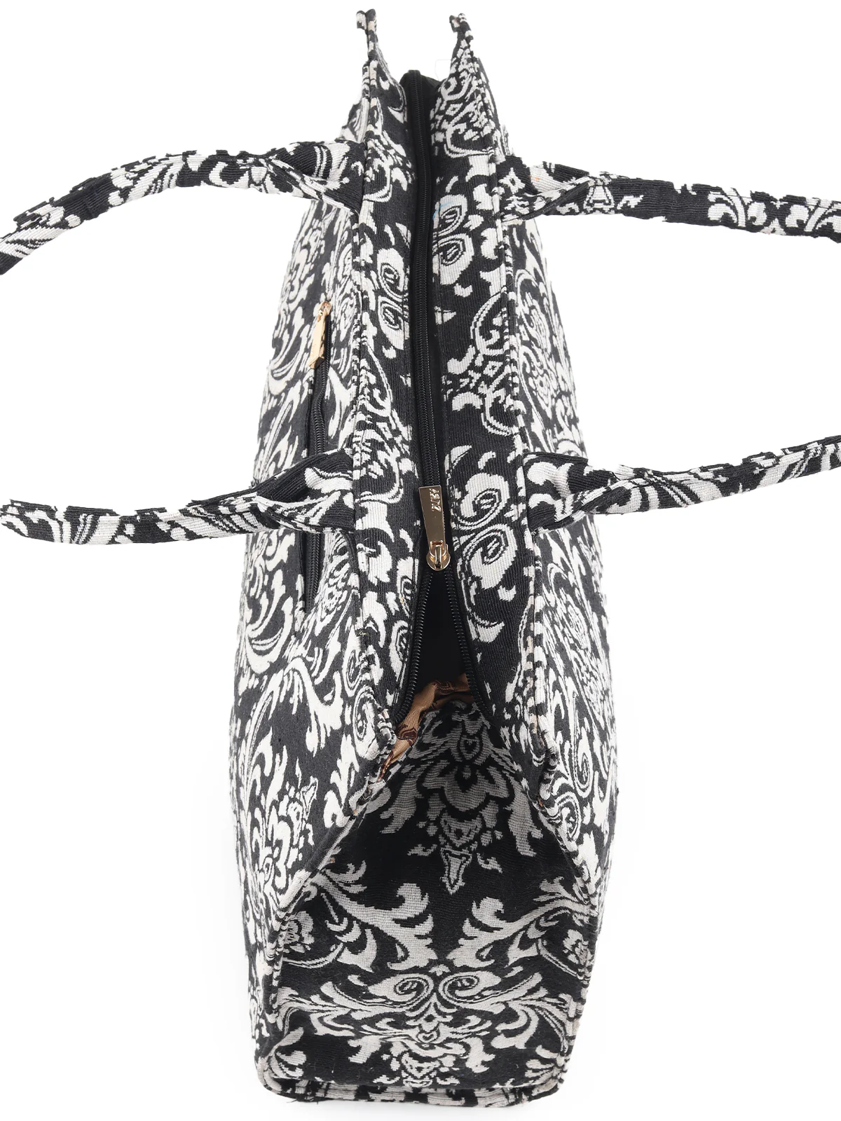 Odette Black And White Woven Tote Bag for Women - Image 5
